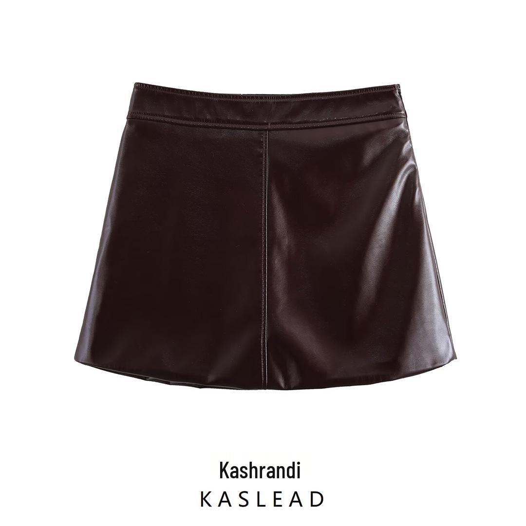 

2025 Spring Women s European & American Style Slimming Leather Mini Skirt Extra Small