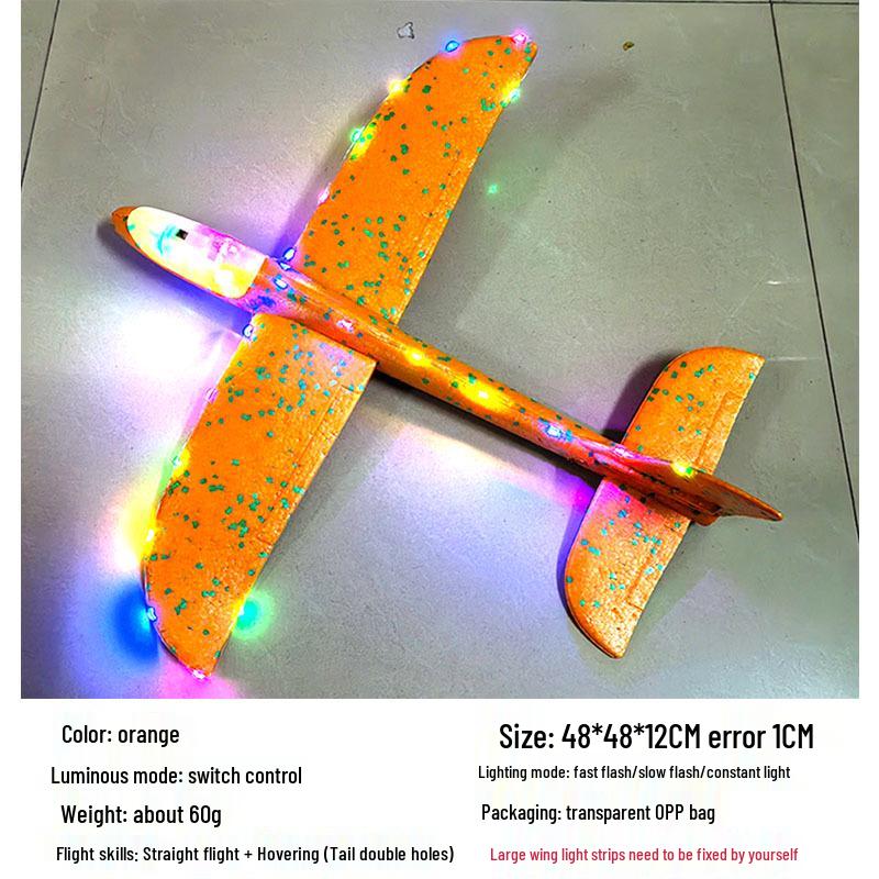 Children's 48CM Luminous Foam Glider Toy - Pure White Model for Outdoor Play