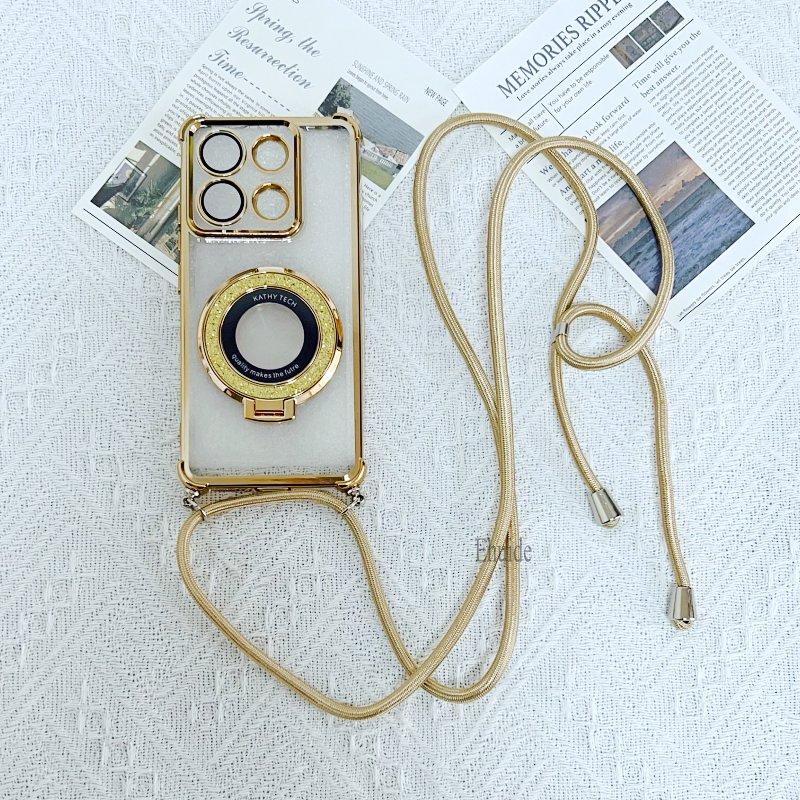 

Magnetic Stand Lanyard Case For Samsung Galaxy A56 A36 A16 A26 A06 A55 A35 Plating Crossbody Strap Shockproof Soft Clear Cover Galaxy S25