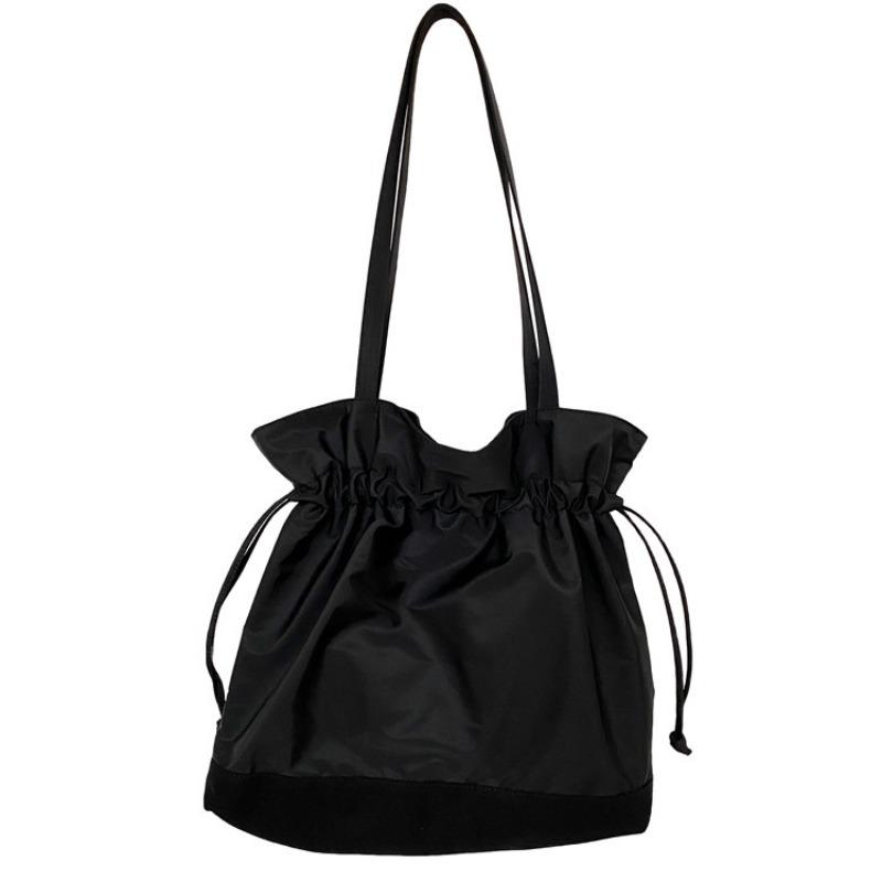 Portable Shoulder Bag Large Capacity Women's Drawstring Pleated To Work Commuter Bag Women's Casual Nylon Tote Bag Women's Versatile