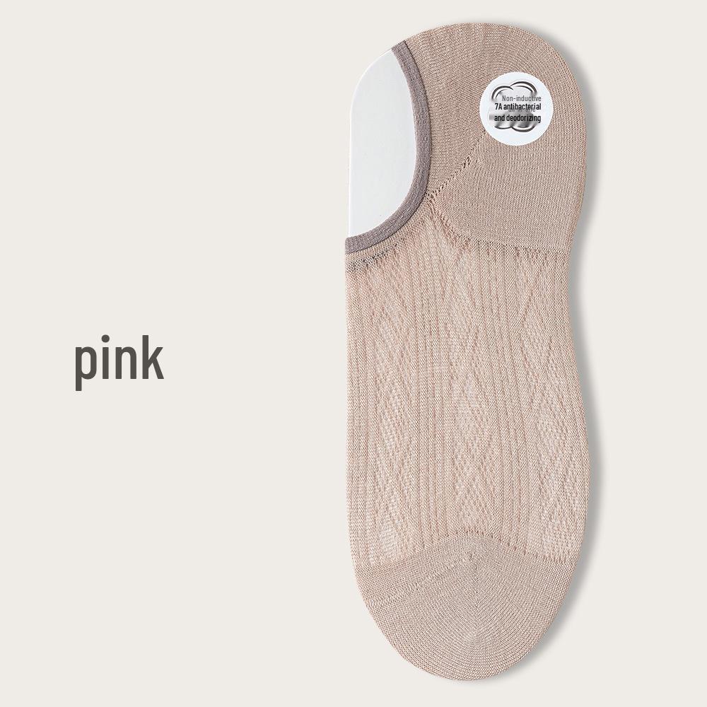 Women s Modal No-Show Socks - Summer Thin, Anti-Slip, Low-Cut, Invisible Mesh Breathable Short Socks One Size розовый