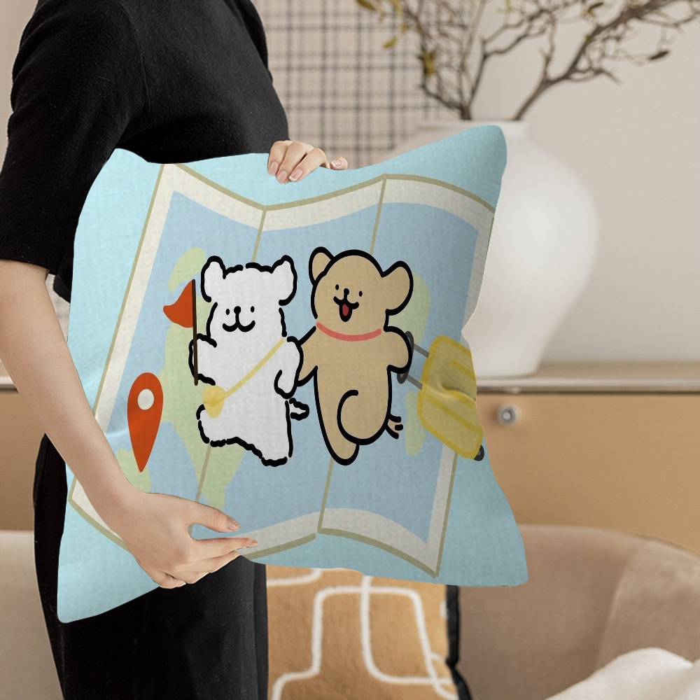 Line CARTOON PPuppyS Pillowcase Toon Gift Cushion Cover Bedroom Home Sofa Chair Seat Decor Pillow Case