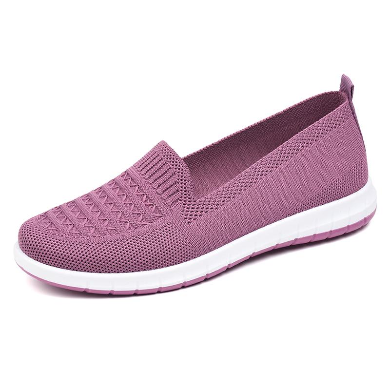 Middle-Aged and Elderly Women's Mesh Soft-Soled Work Shoes, Comfortable Slip-On Shallow Shoes, Non-Slip Casual Shoes, Mother's Shoes