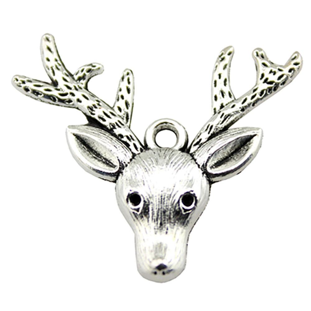 

5шт Рождественские Подвески с Оленями Подвески Античное Серебро Цвет Цинковый Сплав 31X36мм