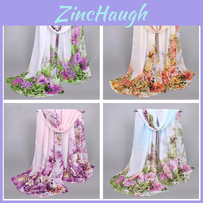 Women Stunning Peony Flowers Print Voile Wrap Shawl Pashmina Stole Scarf For A Timeless Look