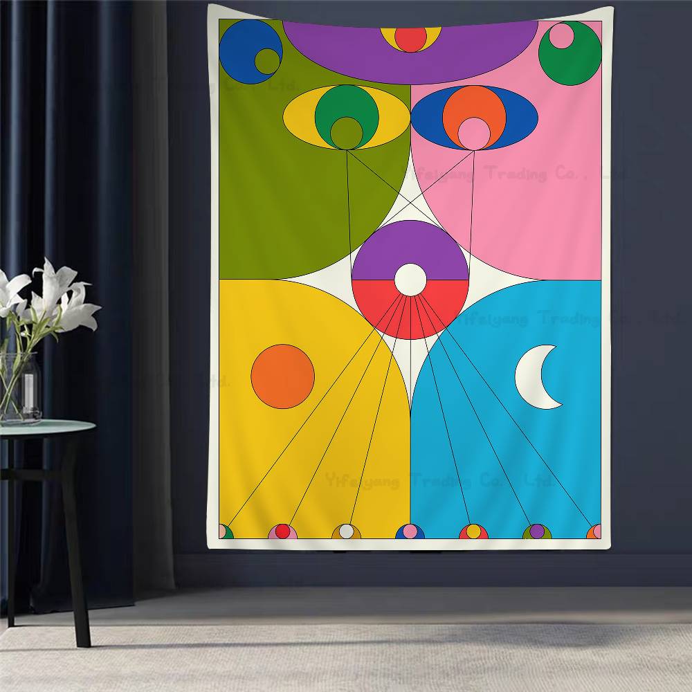 Buntes Geometrisches Gemälde Gedruckt Großer Wandteppich Indischer Buddha Wanddekoration Hexerei Bohemian Hippie Dekor Decke