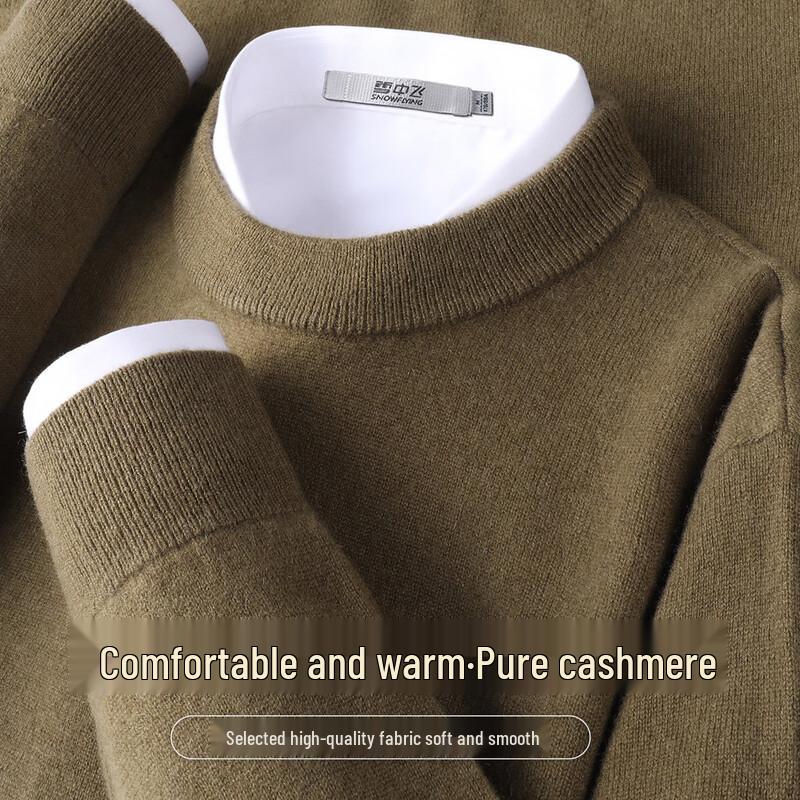 SNOWFLYING Men s 100% Cashmere Crew Neck Sweater L
