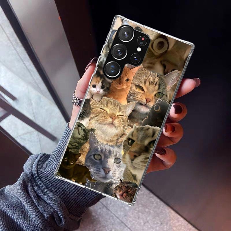 Crying Cat Memes Phone Case For Samsung Galaxy S26 S25 Edge S24 S23 Ultra S22 Plus S21 S20 FE Soft TPU Back Cover Funda Galaxy S