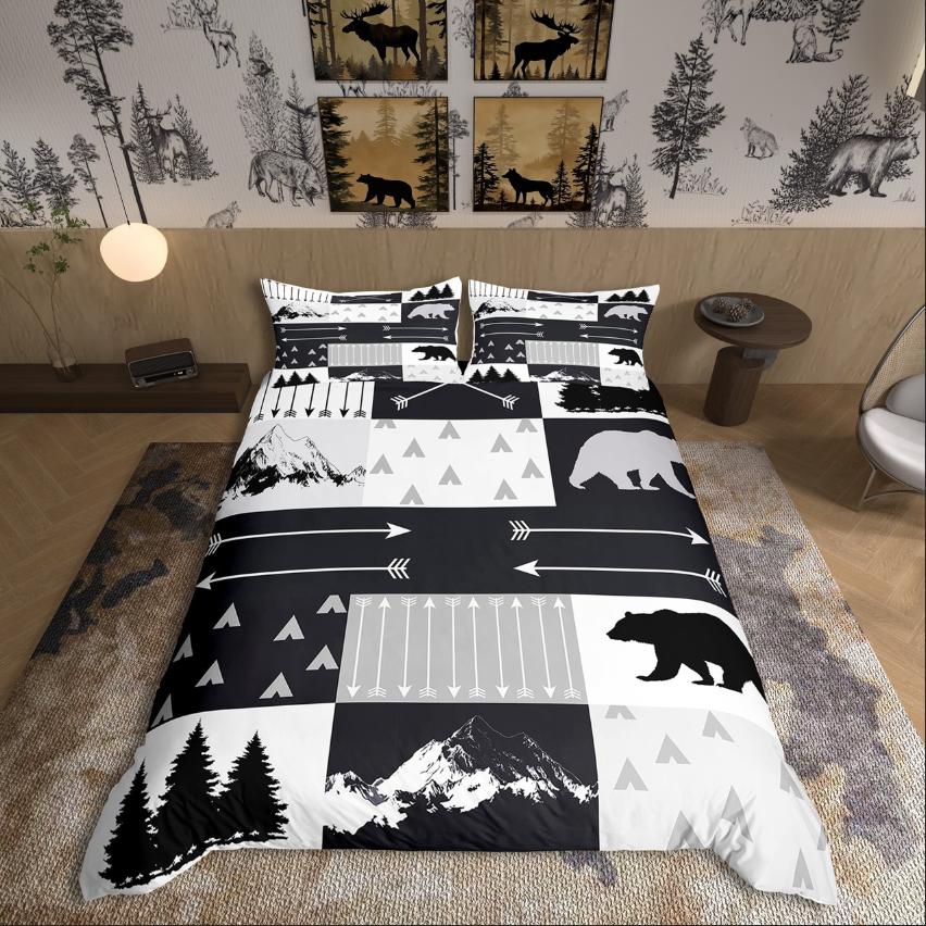 Homewish Set Copripiumino Animale Cervo Set Biancheria da Letto Caccia Fauna Selvatica del Bosco Per Adolescenti Decorazione Safari nella Giungla