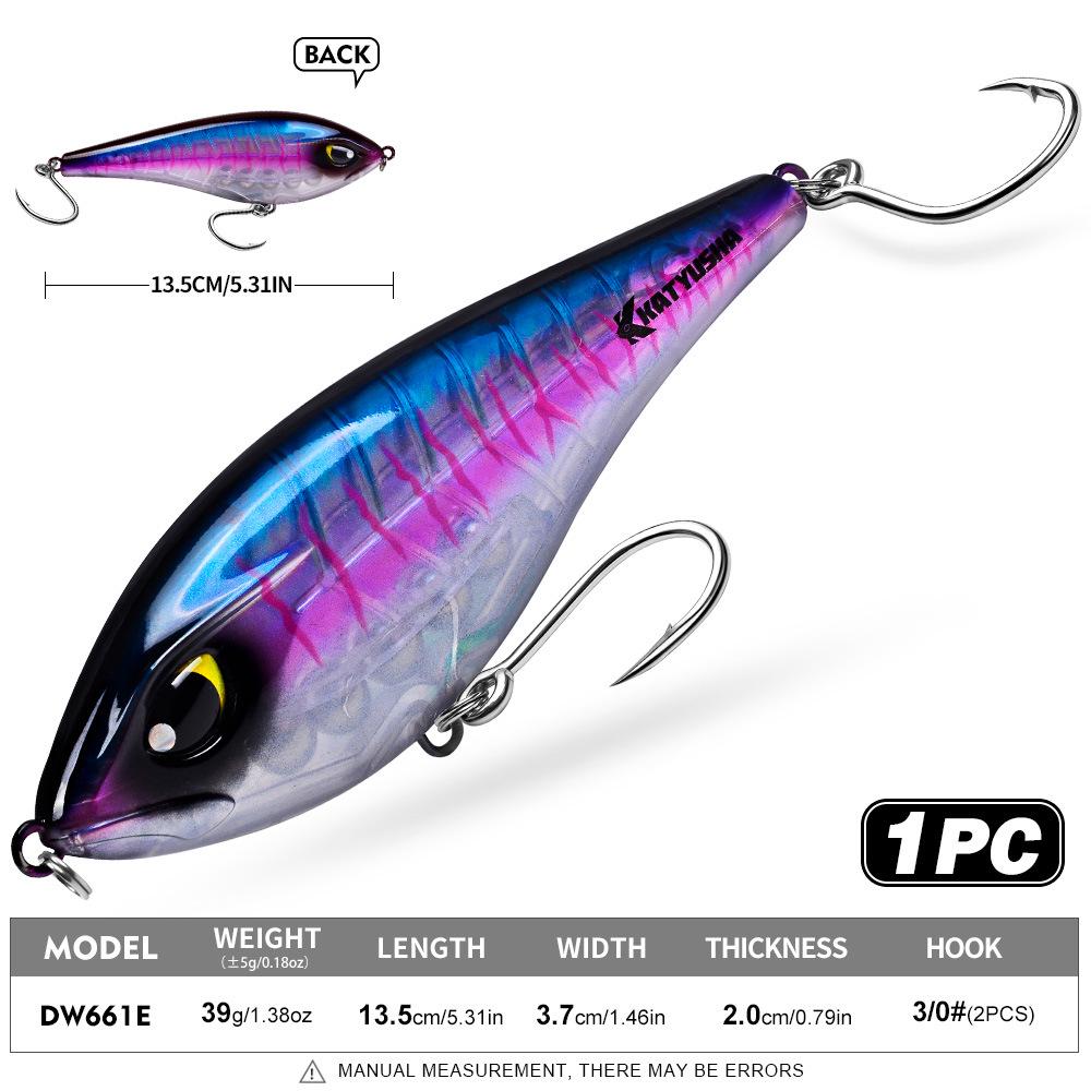 Integrated Steel Wire Tuna Pencil Lure - 16cm/13.5cm Saltwater VIB with Single Hook