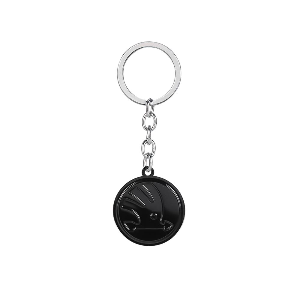 WOHE7 Car Logo Keychain Key Ring Chain Pendant Gifts For Skoda Octavia Kodiaq Fabia Karoq Superb Rapid Felicia RS Hubcap Accessories