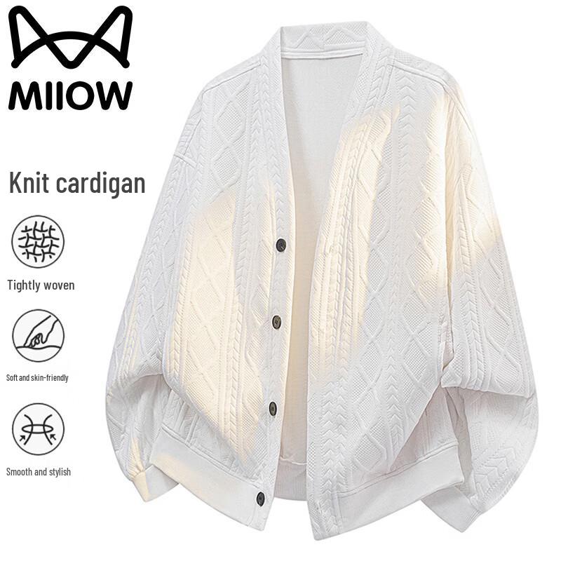 MiiOW Men's V-Neck Loose Knit Cardigan