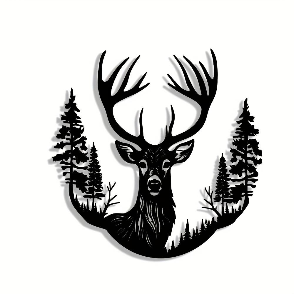 1pc Metal Deer Head Wall Art, Christmas Minimalist Plaque for Office Living Room Bedroom Patio Kitchen Garden Cafe Shop Lobby