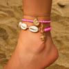 Bohemian Shell Starfish Beaded Anklets Set for Women Fashion Summer Beach Sea Shell Multilayer Chain Ankle Jewelry