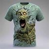New Halloween Weird Skull Print Casual Crew Neck Short Sleeve Loose T-Shirt