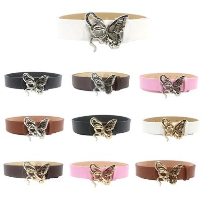 Elegant Waist Belts for Jeans Pants Dress Butterfly Buckle Skinny Belt Girls Body Jewelry Skinny Waist Chain