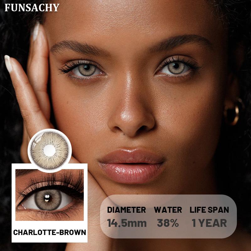FUNSACHY 1 Pair Color Contact Lenses for Eyes Natural Softlens Lenses Cosmetic Eye Contacts Gray Pupils Yearly Lens Brown Lens