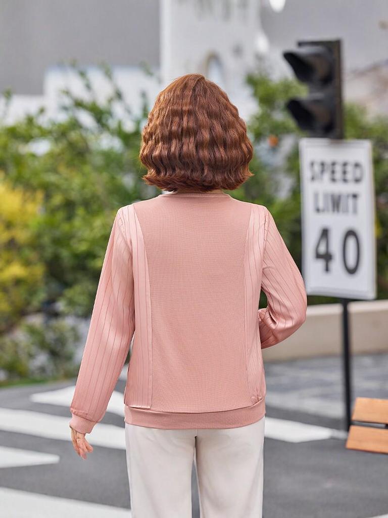 2025 Stylish Slimming Long-Sleeve Blouse for Middle-Aged and Elderly Mothers