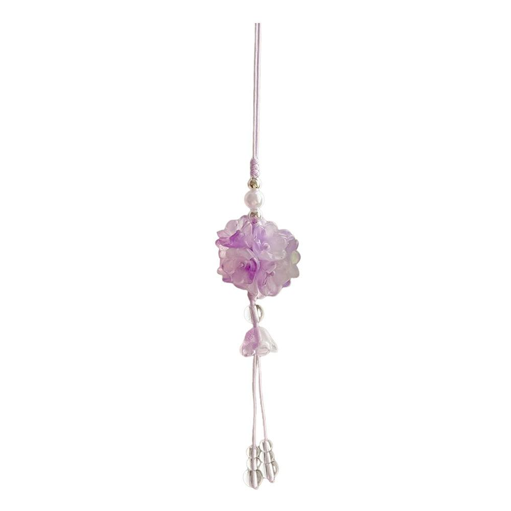 Transparent Tassel Rearview Mirror Pendant Handmade Bellflower Flower Car Ornament Wrist Strap