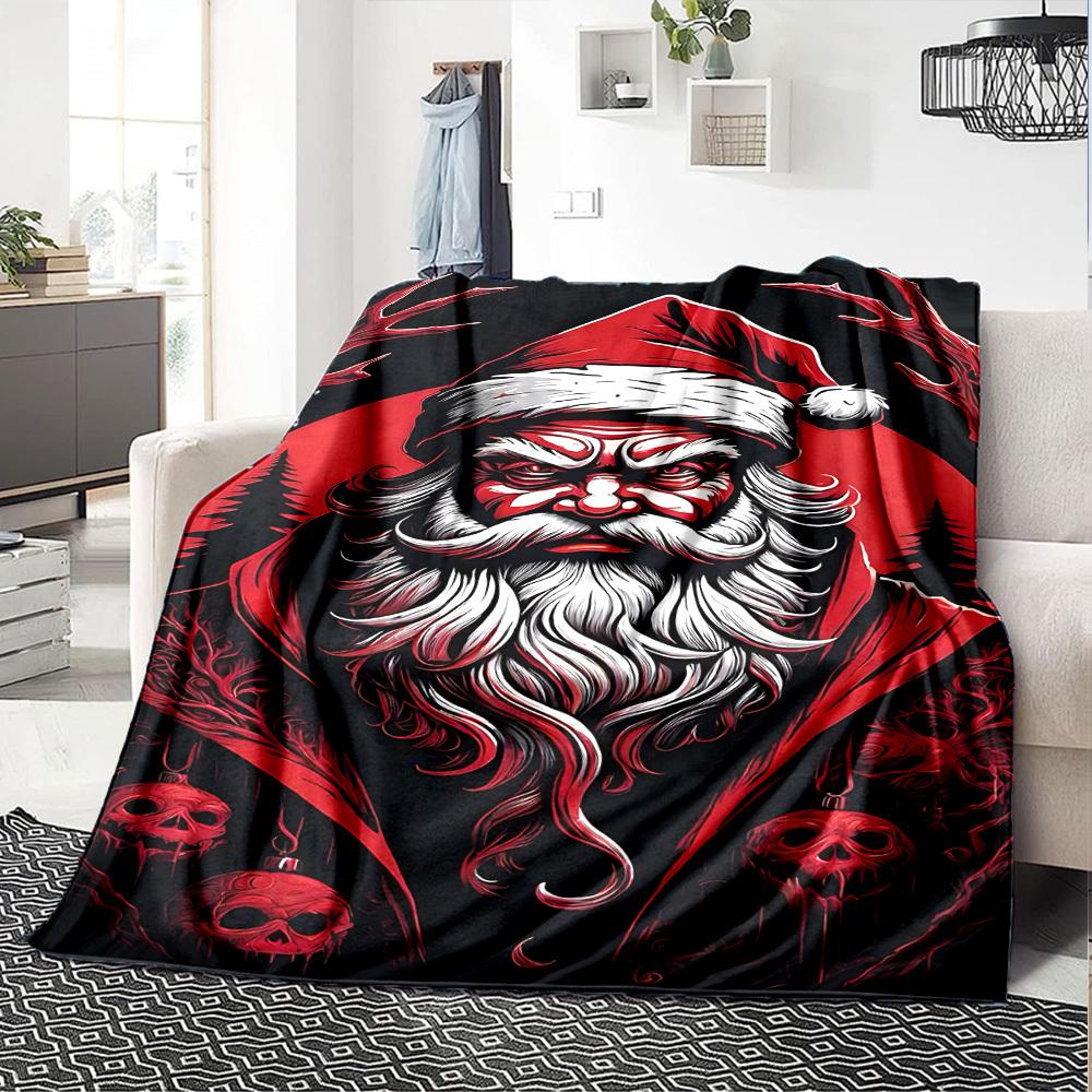 1pc Santa Claus, Gothic Throw Blanket Soft Flannel, Cozy All Season Polyester Perfect for Home, Office