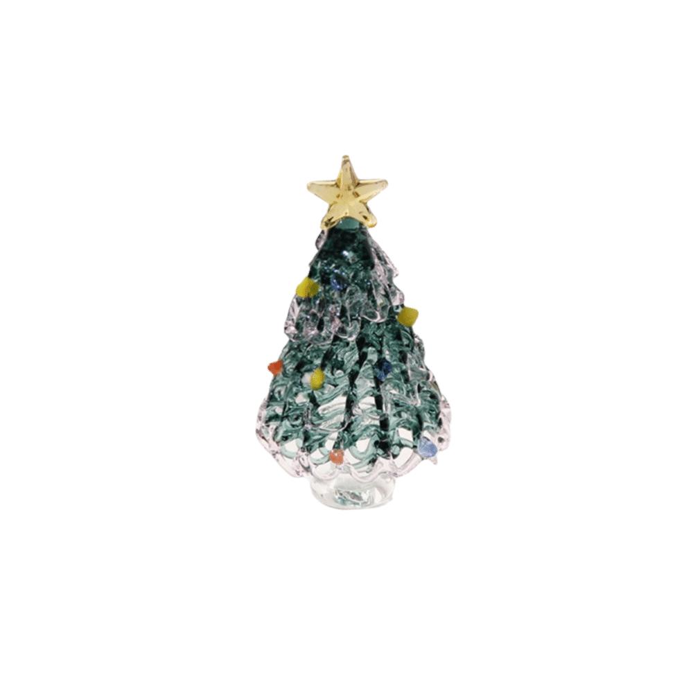 Miniature Christmas Tree Miniature Glass Handcrafted Glass Sculpture Desktop Decoration