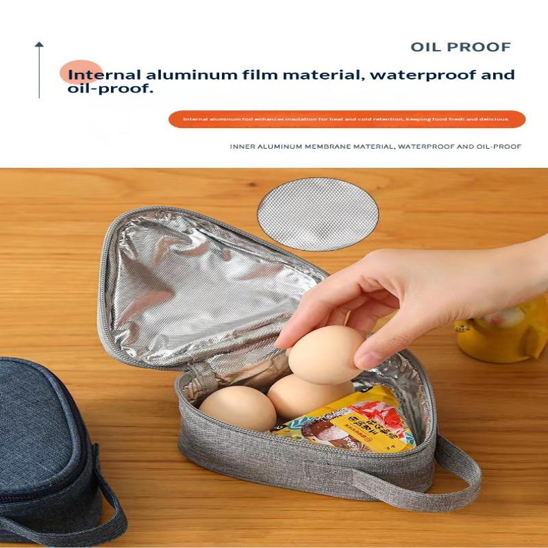 Portable Triangle Insulation Lunch Bag For Rice Vegetable Roll Milk Sandwich Egg Breakfast - Keep Food Warm Cool