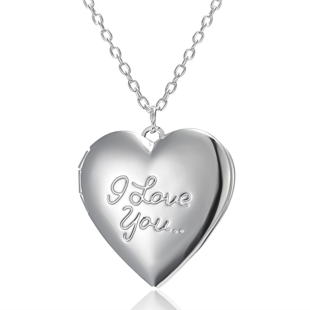 Romantic Heart Locket Pendant Necklace Vintage Gold Color Openable Photo Frame Charm Necklace for Women Men Couple Jewelry Gifts