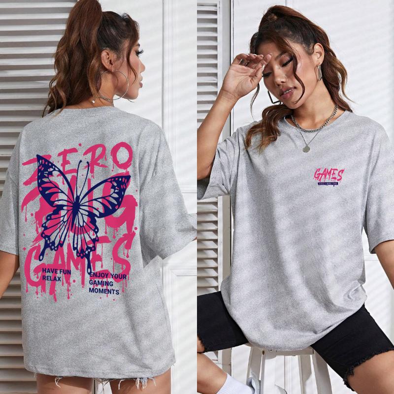 Graphic & Letter Print Crew Neck T-Shirt Women Cotton Plus Size Tshirts Hip Hop Breathable Streetwear Soft Casual Short Sleeve