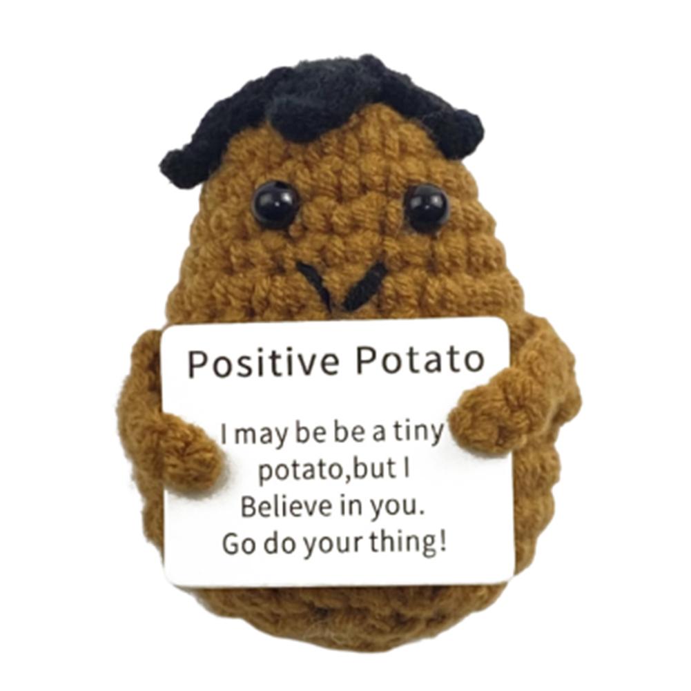 

Забавная позитивная картошка с карточкой, вдохновленная вязанием, игрушка, креативные вдохновляющие вязаные крючком куклы, подарки на день рождения для друзей