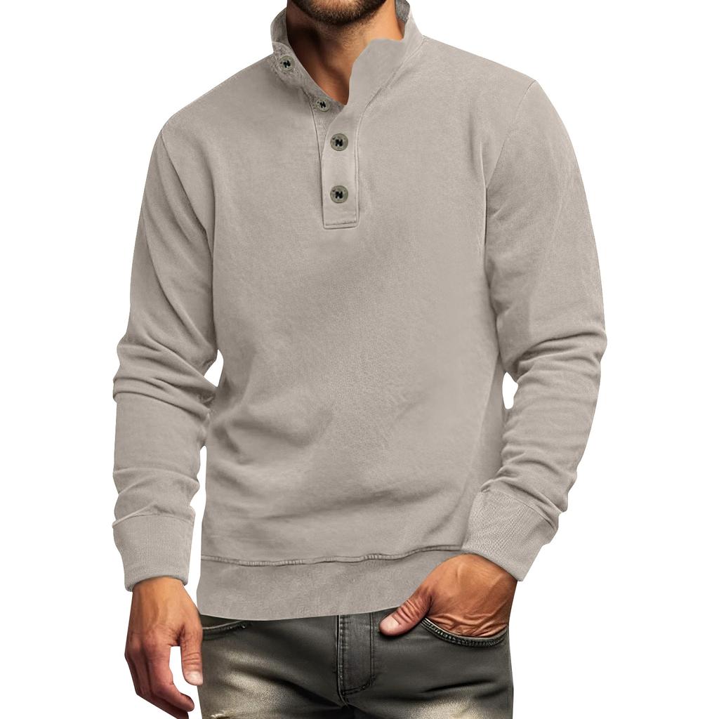 Men's Solid Color Shirt Plus Men's Long Sleeved T-shirt Minimalist Sweatshirt