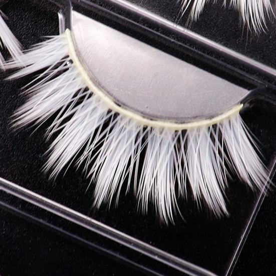 Yousheng 6Pcs  Makeup False Eyelashes  Soft  Comfortable To Wear  Chemical Fiber  Anime White False Eyelashes  for Masquerade