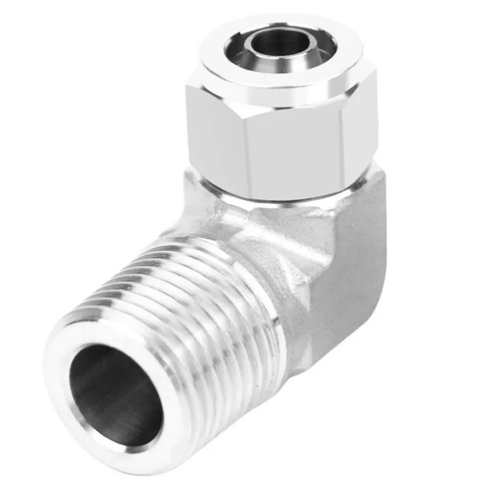 90-Grad-Winkel 1/8" 1/4" 3/8" 1/2" BSPT Außengewinde x 6 8 10 12 mm Schlauch Schnellverschluss 304 Edelstahl Geschmiedetes Rohrverschraubung Wasser Gas