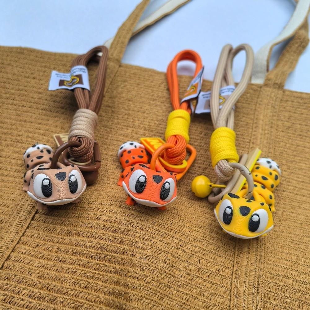 3D Printed Leopard Gecko Keychain Big Eyed Reptile Keychain Toy  Backpack Decoration