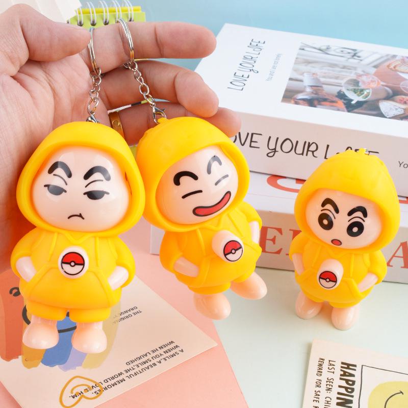 Shin-chan Face-Changing Keychain Toy - Creative Cartoon Figurine Ornament for Stress Relief