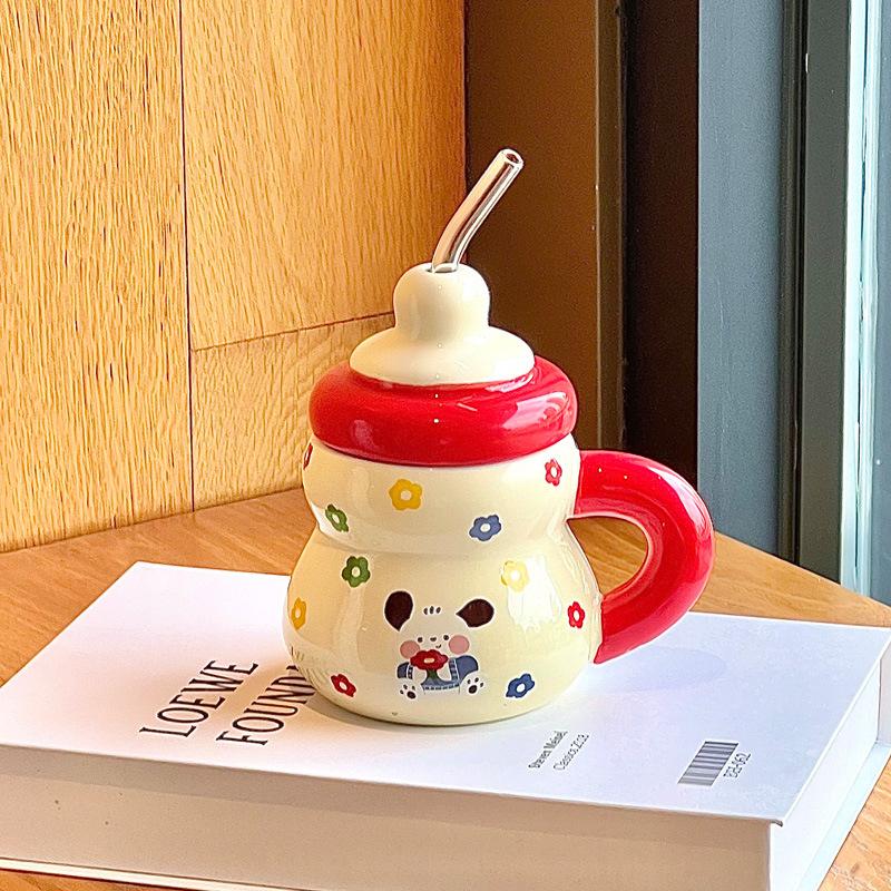 

Подарки на день рождения инс милая соломенная чашка керамическая кружка с крышкой практичная для подруг и друзей 401-500ml