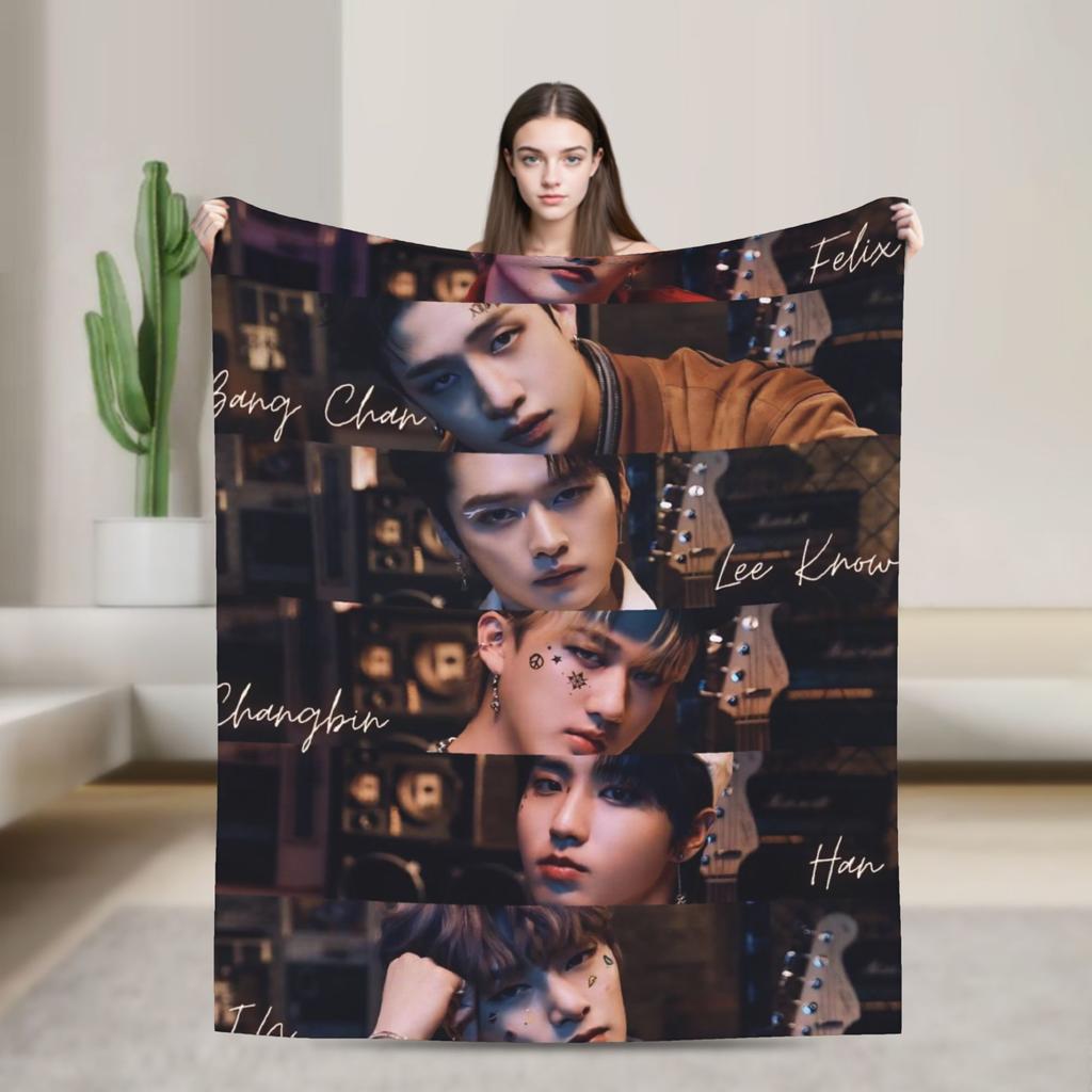 Blankets Travel Office Flannel Throw Blanket Kpop Stray-kids S-skzoo FELIX For Living Room Warm Design Quality Bedspread