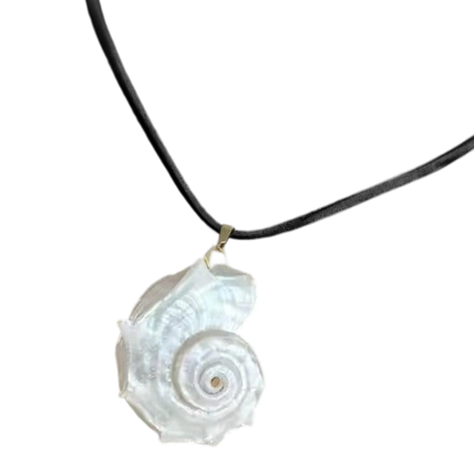 

Handmade Shell/Conch Bead Necklace Adjustable Cord Tie Neckchain Stylish Jewelry Lightweight Comfort Fit Gift 1