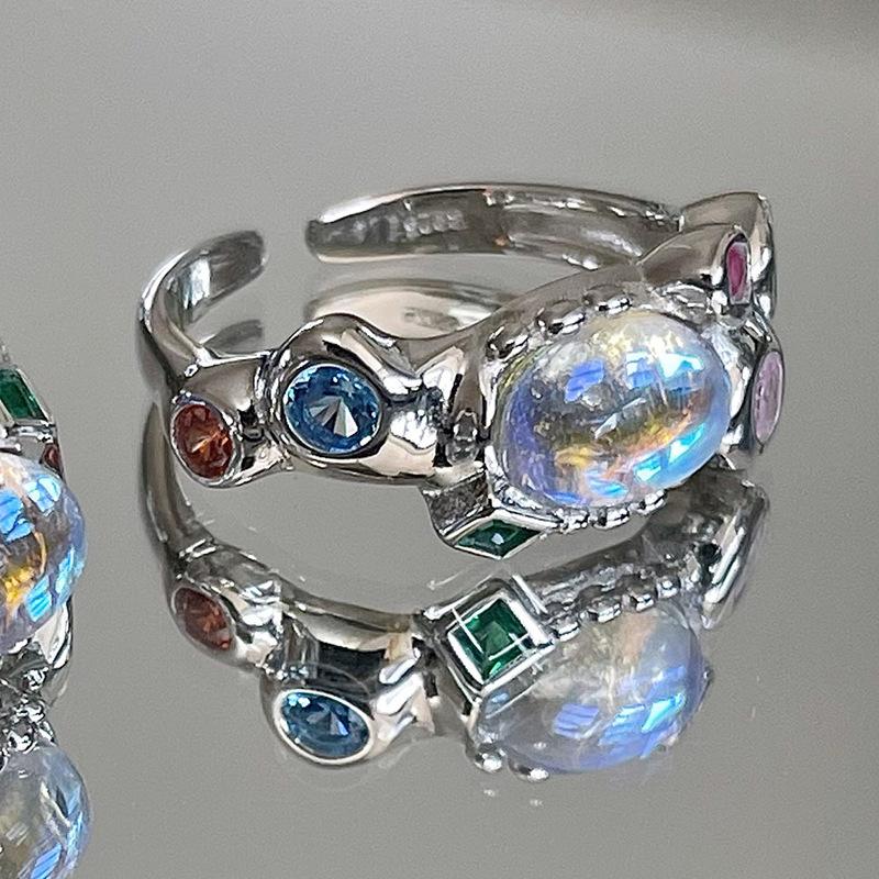 

Trendy Heart Geometric Ring For Women Colorful Adjustable Copper Accessory Fashionable J2953