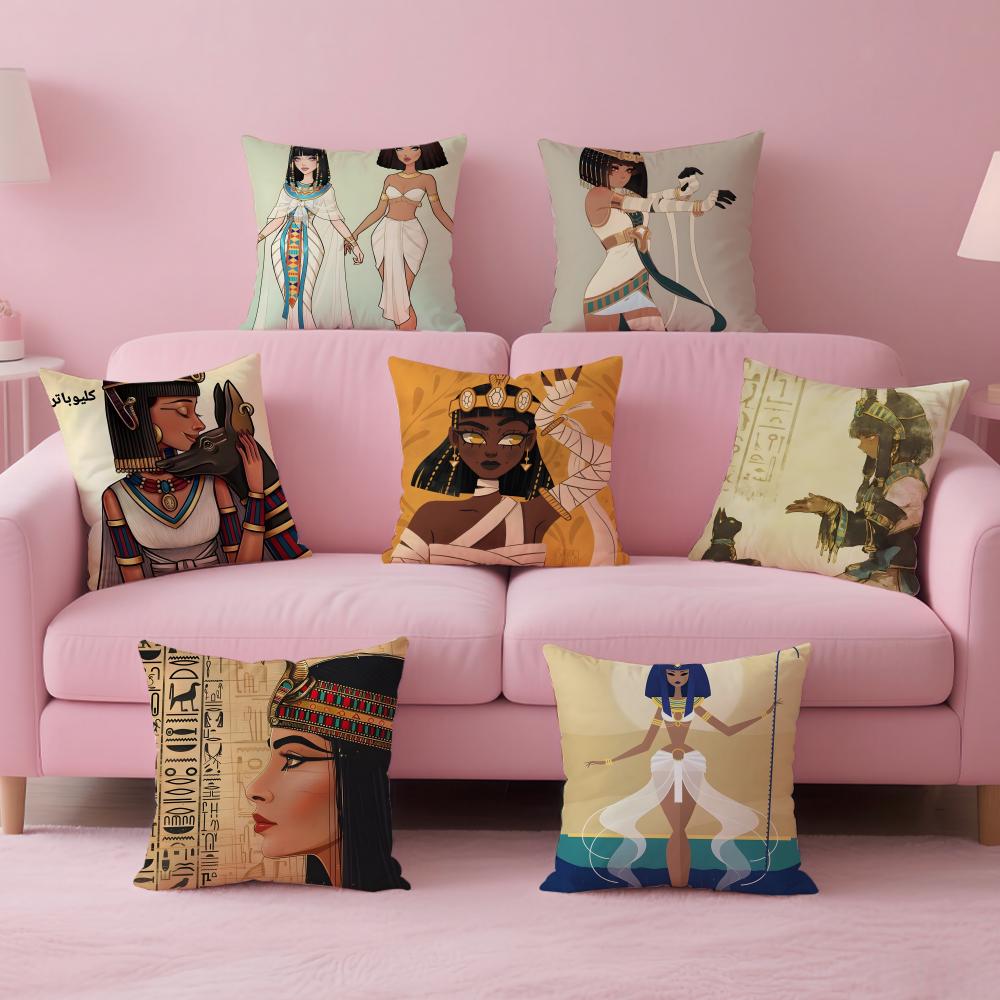 Ancient Egyptian Art Cushion Cover Pillow Case Soft Skin Friendly Fabric Concealed Zipper