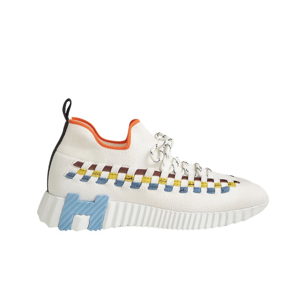 (w) Hermes Flex Slip-on Sneakers Knit & Multicolore Blanc