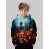 Felpa di Halloween per Bambini Ragazzi Ragazze Elementi Testa di Zucca Stampa 3D Felpe con Cappuccio Moda Autunno Inverno Maglione Abbigliamento per Bambini