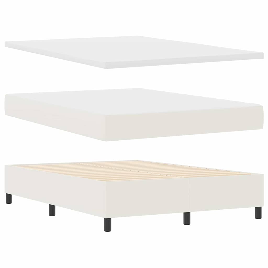 LED Box Spring Bed in Cream and White 160 x 200 cm Cord Fabric