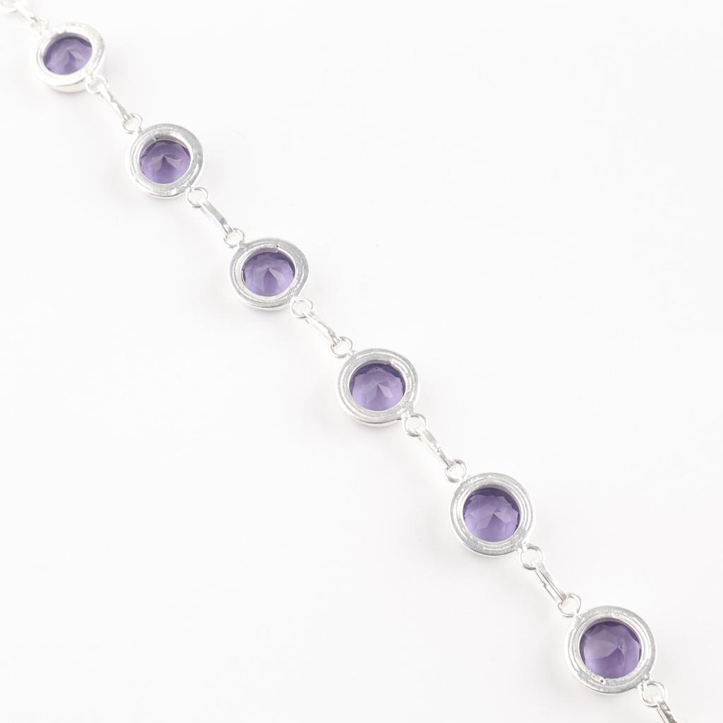 Natural Iolite Gemstone 925 Sterling Silver Jewelry Handmade Bracelet For Women RB-13-2