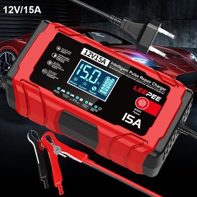 Πολυλειτουργικός Έξυπνος Φορτιστής Μπαταριών Μολύβδου-Οξέος 2025 Έξυπνη Επισκευή Συντήρηση με Παλμούς Φόρτιση Μπαταρίας Αυτοκινήτου Μοτοσυκλέτας 12V 15A