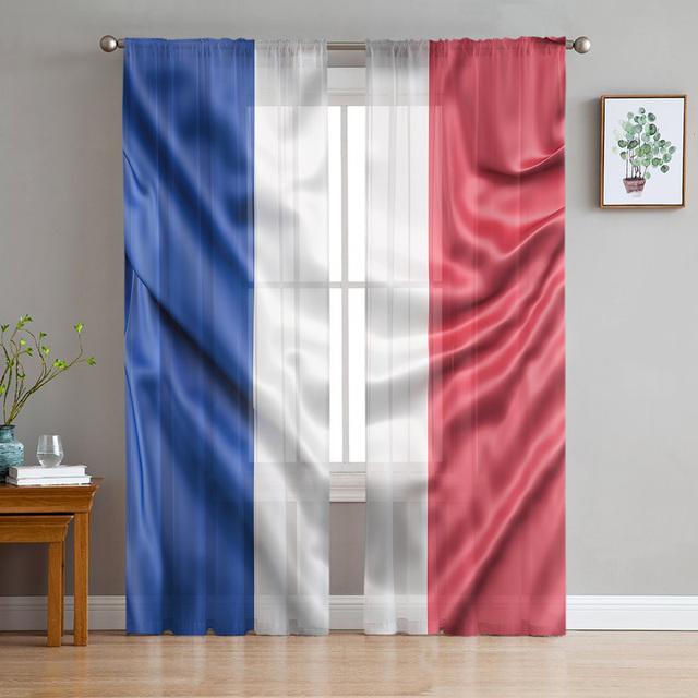 Haiti Ulusal Bayrak Günü Tül Perdeler Oturma Odası İçin Şeffaf Perdeler Yatak Odası İçin Mutfak Pencere Perdesi