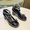 Retro Cross-Tie Pumps Casual Summer Round Toe Shoes Ladies Sweet Fashion Shoes Woman Bow Design