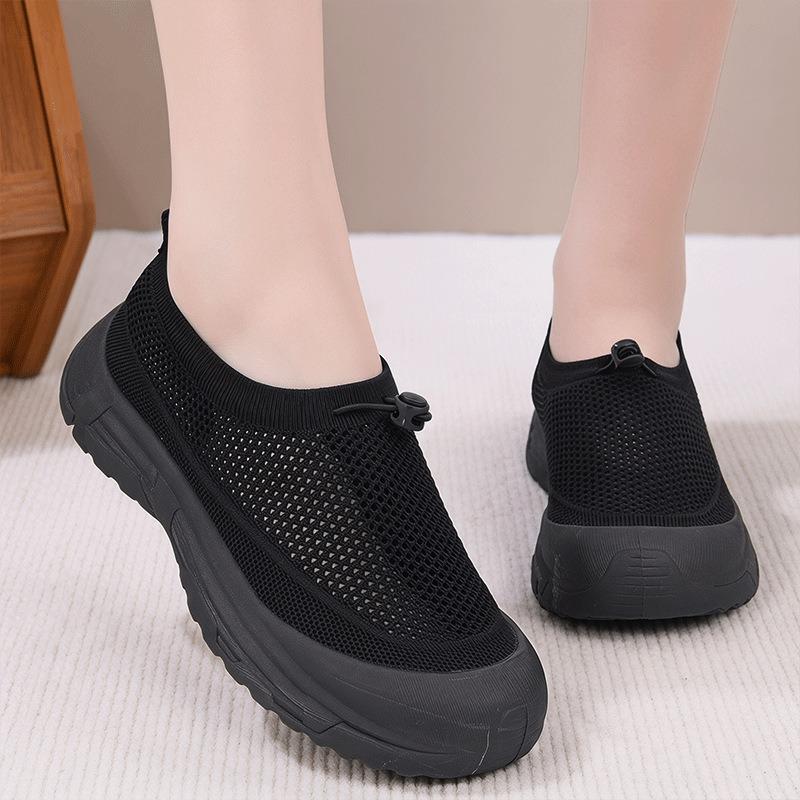 Summer new fly-woven mesh shoes women's one-pedal thick-soled breathable lazy shoes daily commuting casual shoes women