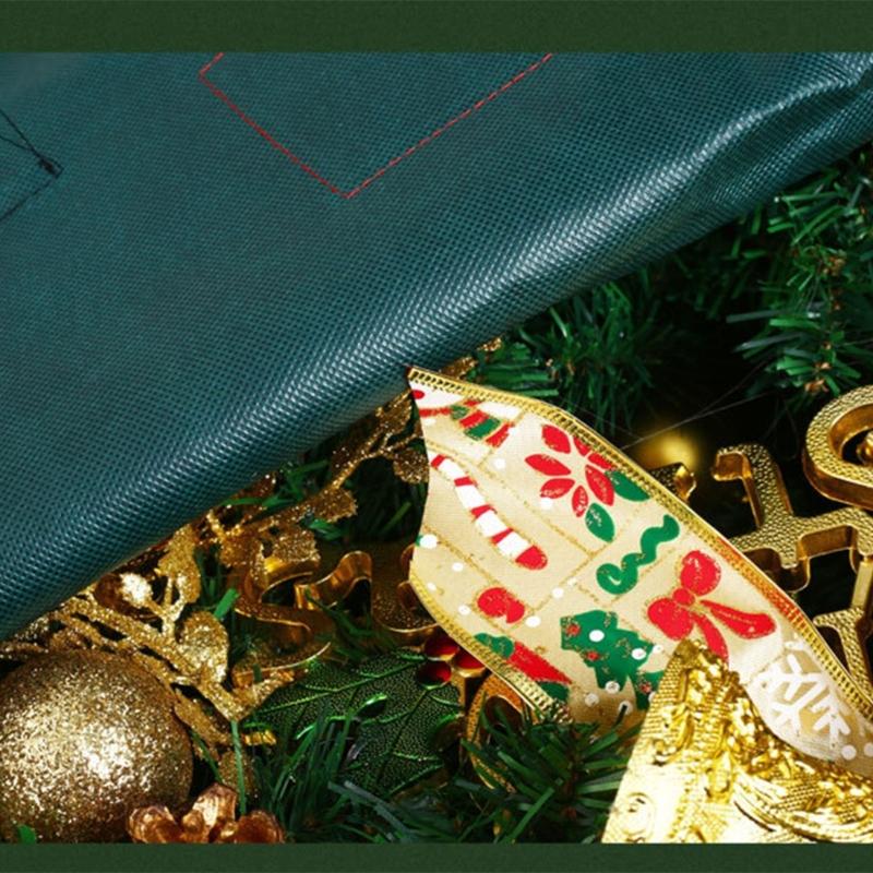 Holiday Wreath Storage Bag with Carry Handles, Label Window, Full Closure, and Fabric Storage for Seasonal Items