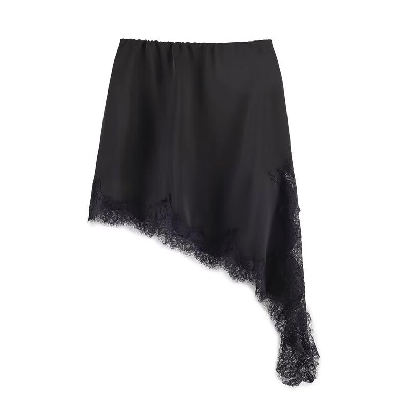2026 Spring/Summer Women's Asymmetrical Lace Midi Skirt with Irregular Hem