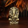 Attractive Indian Thai Brass Ganesha Statue; Miniature Elephant God Sculpture for Home Office Decor
